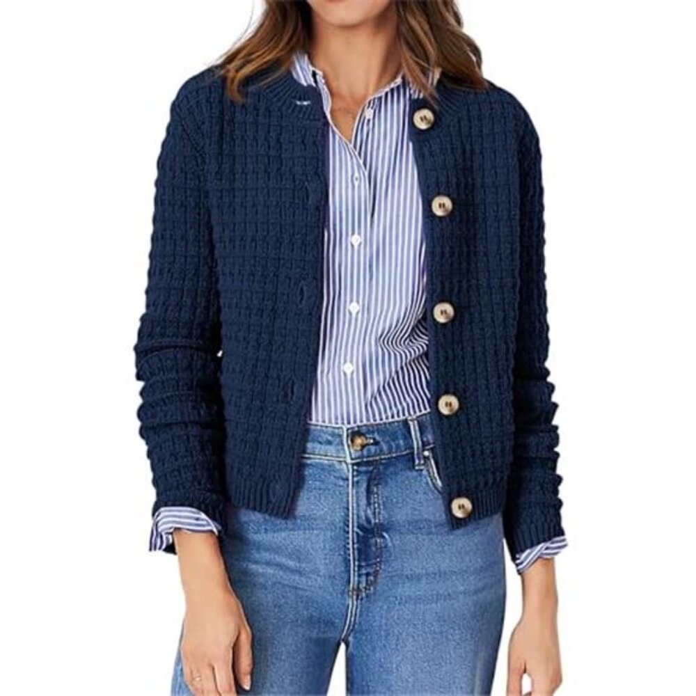 Womens Knit Cardigan Long Sleeve Button Down Open Front Sweater